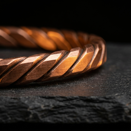 Tri Twist Filed copper cuff detail